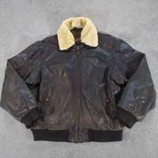 Vintage Redskins G1 Flying Leather Jacket Men L Brown Bomber Flight Coat Top Gun