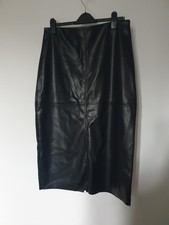 Black Faux Leather Midi Skirt
