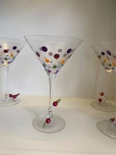 Pampered Chef, Martini/Cocktail Glass, Multi Coloured Polka Dot