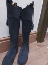 Ladies Gallop Navy Suede Knee High  Riding Style Boots UK4 Seville Spanish