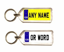 Personalised GB Registration Number Plate Keyring Any Name or Text