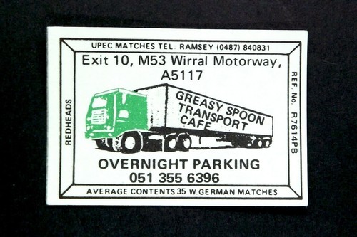 Matchbox label greasy spoon - matchbox,