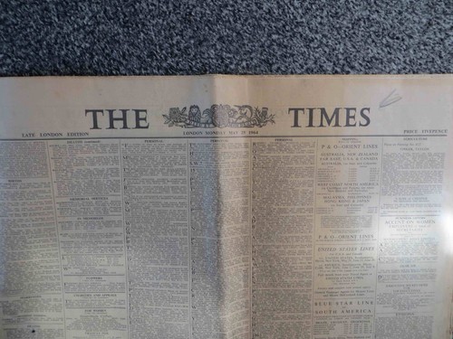Historic newspaper the times - newspaper,