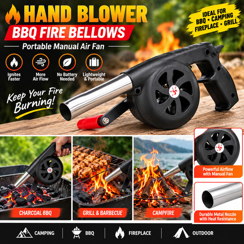 Hand blower bbq fire - fire, bellows