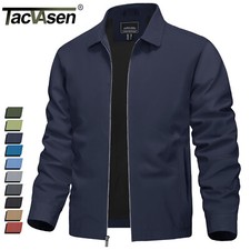 Men's Lightweight Full Zip Windbreaker Zip Pockets Laydown Collar Casual Jackets