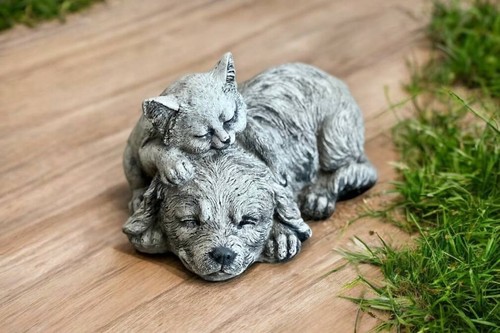 Stone dog statue pets concrete - statue,