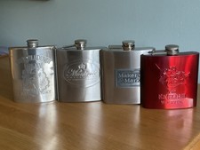 4 Stainless Steel Hip Flasks Bruichladdich Makers Mark Montrose English Whisky