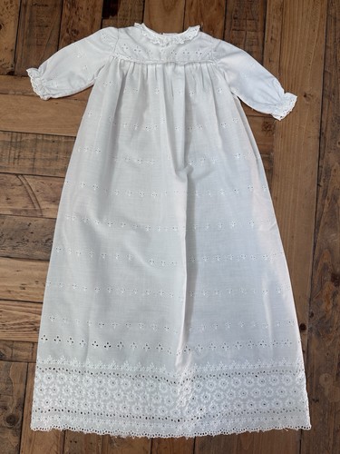 White cotton eyelet baptism - cotton,