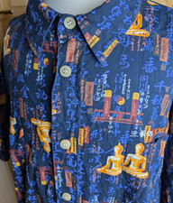 Vintage 90s Triple Five Soul NYC Shirt Blue Buddha AOP Hip Hop - Mens 2XL XXL