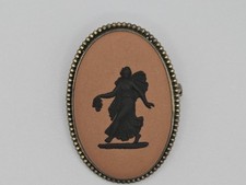 ?FABULOUS RARE BLACK TERRACOTTA WEDGWOOD JASPERWARE JASPER BROOCH PIN WEDGEWOOD