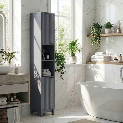 Grey tall bathroom - bathroom, storage