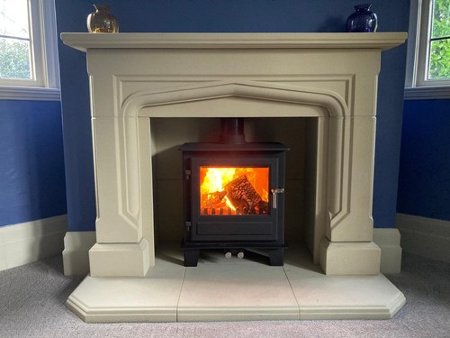 Gothic stone fireplace - stone,