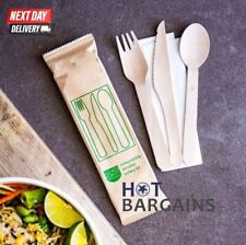 Disposable Wooden Cutlery Sets with Napkin Individually Wrapped 500 Pack