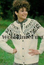 Knitting Patterns Womens Classic Fair Isle Ski Nordic Yoke Cardigan Chunky Knit