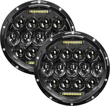 2x 7 Inch Led Headlight Round  Hi/Lo Beam DRL For Jeep Wrangler JK JKU TJ LJ CJ
