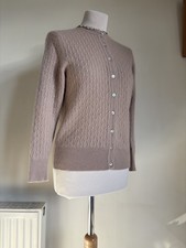BRORA Camel Cable Knit 100% Cashmere Cardigan. UK 10. Scotland *Defect*