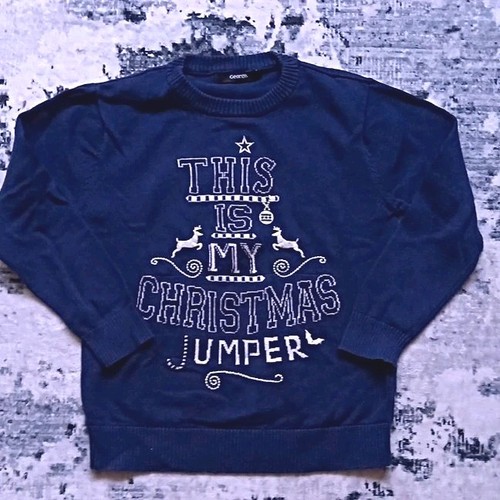Navy christmas text knit - christmas,