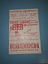 1960 Third Lanark Vs Celtic Football Programme