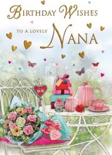 Birthday Wishes To a Lovely Nana. Medium Card 15x25cm (6x9inches)