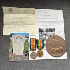 WW1 PAIR AND DEATH  PLAQUE - GALBRAITH -  R. HIGHLANDERS/ BLACK WATCH  REF 1018