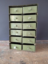 Vintage Green Metal drawer unit x 12 drawers collecting workshop garage shed