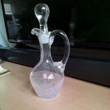 Vintage glass olive oil vinegrette pourer jug with stopper vgc
