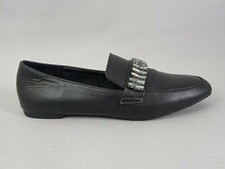 Footglove Shoes Black Womens 7 Loafers Faux Leather Flat Slip On Comfort M&S