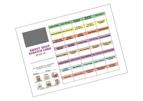 Sweets themed scratch card - sweets,