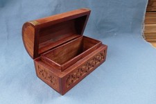 Small carved wooden tea chest