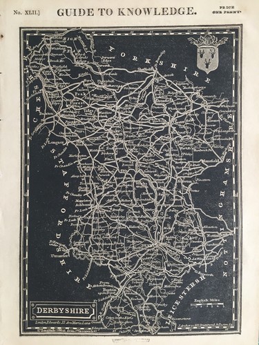 1834 antique map derbyshire - antique,