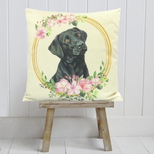 Black labrador cushion cover - cushion,