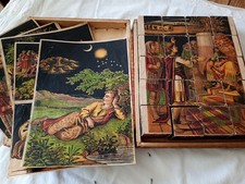 Antique Wooden Oriental Block Puzzle with Box