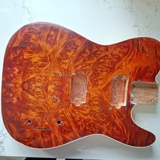 Telecaster Shape Guitar Body. HH Layout. Unique Burl Bookmatched Top.