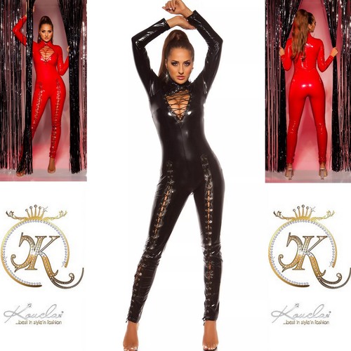 Latex look catsuit jumpsuit - catsuit,
