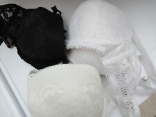 3 X BRAS BELLE VERE NOTTE BLACK WHITE CREAM 34D LACE LIGHTLY PADDED FULL CUP