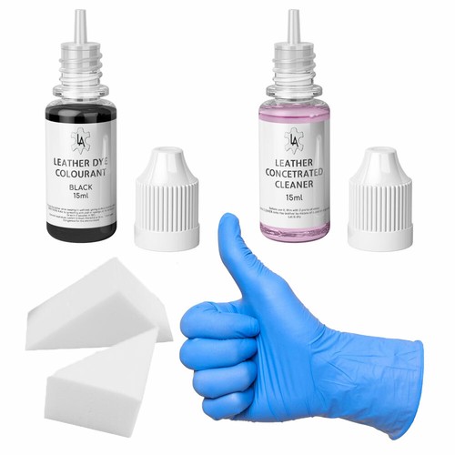 Black leather repair dye - black,
