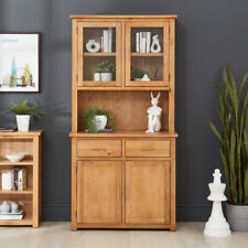 London Oak Glazed Dresser - 2 Drawers Glass Display Cabinet Unit - UK20-UK20A