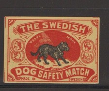 MATCHBOX LABEL SWEDEN- The Swedish Dog- **