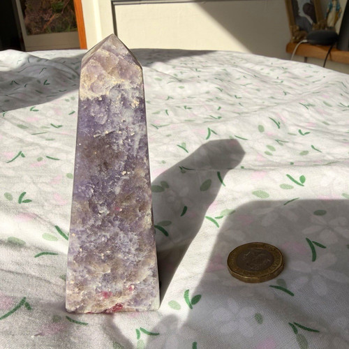 Polished lepidolite crystal - lepidolite,