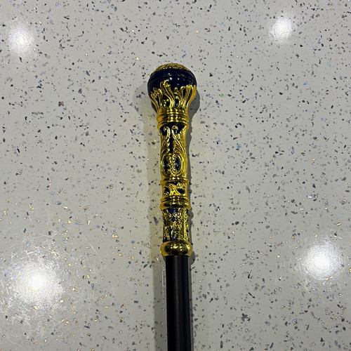 Black walking cane stick with - black,