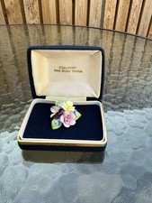 VINTAGE Coalport Porcelain Floral Brooch Fine Bone China Made in England with Bo