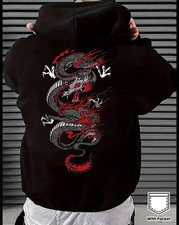 Mens Black Hoodie with Red &