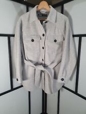 Zara - Women's Overshirt Jacket/ Shacket - M - Grey - Belted - Button-Up