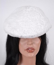 NWT BURBERRY PRORSUM $750 RUNWAY LYDIA WHITE RABBIT FUR FLAT CAP HAT~S
