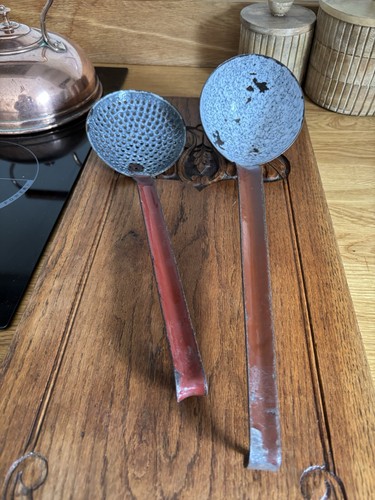 Vintage french enamel utensils - french,