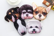 Dogs Tiger Leopard Fluffy Toy Novelty Cute Purse Wallet Cosmetic Pouch Coin Bag 