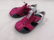 USED Girls Nike Air Rift Sandals Trainers Size 6.5 UK Infant Kids Pink White