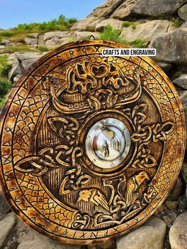 Wooden wall raven shield - wall,