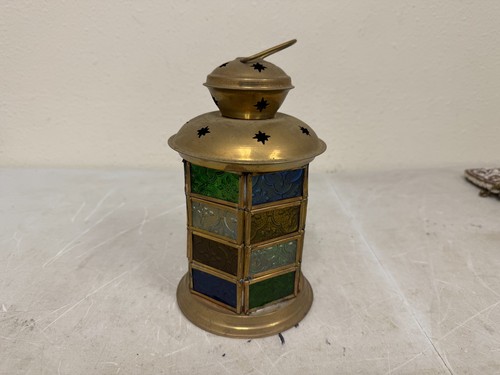 Stained glass brass candle - stained,