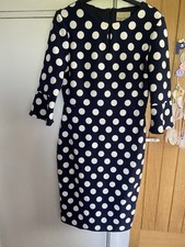 Phase Eight Smart Navy Blue And White Spot Dress Races/Event Women’s Size 12